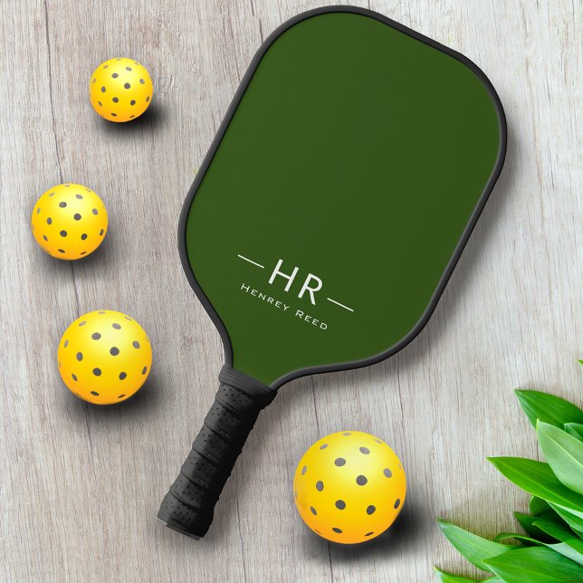Palas De Pickleball Iniciales del Monograma Verde Moderno (Subido por el creador)