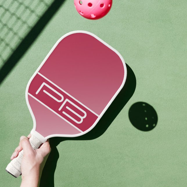 Palas De Pickleball Iníciales Dobles Modernos Geniales Gradiente Magen (Cool Modern Double Initials Gradient Magenta Red Pickleball Paddle)