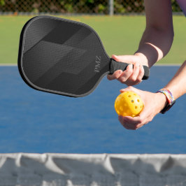 Palas De Pickleball Iniciales Geométricas Negras Elegantes