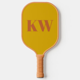 Palas De Pickleball Iniciales Monograma de Terracota Amarilla Personal