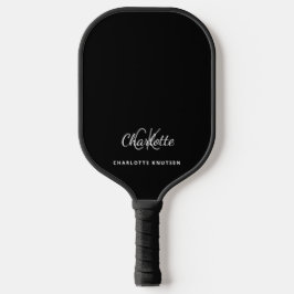 Palas De Pickleball Iniciales monograma nombre en blanco y negro