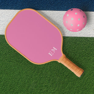 Palas De Pickleball Iniciales monogramadas de color rosa de la chica d
