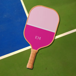 Palas De Pickleball Iniciales monogramadas de color rosa moderno y bur