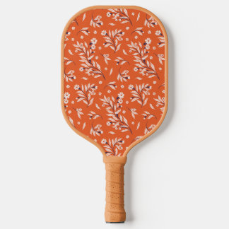 Palas De Pickleball Iniciales Monogramadas florales Naranja y rosa