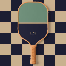 Palas De Pickleball Iniciales monogramadas minimo moderno azul y verde