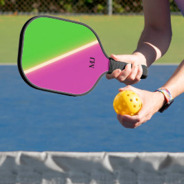 Palas De Pickleball Iniciales Personalizadas Verde Púrpura
