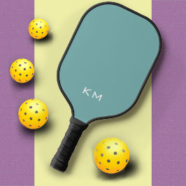 Palas De Pickleball Iniciales simples de monograma azul cúter