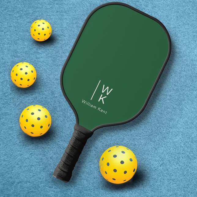 Palas De Pickleball Iniciales simples y limpias de monograma verde osc (Subido por el creador)