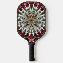 Palas De Pickleball Intricate Red Beige Geometric Web Mandala Art