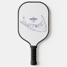 Palas De Pickleball Isla Nantucket MA Mapa Antiguo Azul Marino