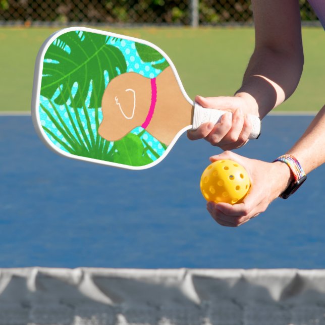 Palas De Pickleball Isla Tropical Verde Perro Amarillo Paddle (in situ)