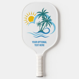 Palas De Pickleball Islas tropicales de texto y nombre personalizados