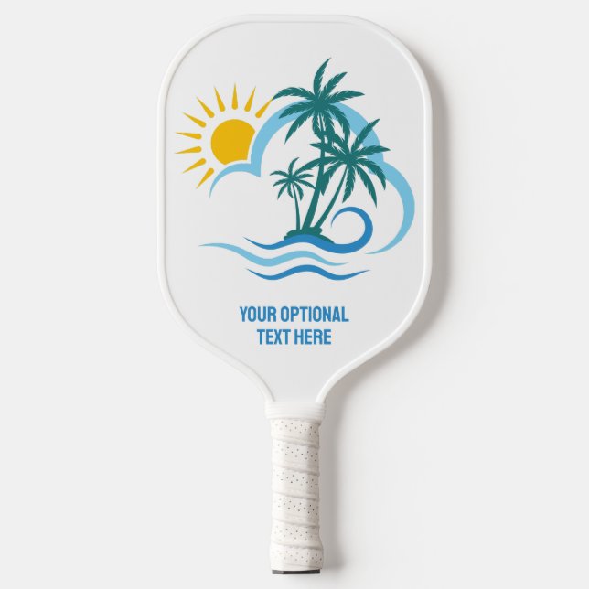 Palas De Pickleball Islas tropicales de texto y nombre personalizados (Anverso)
