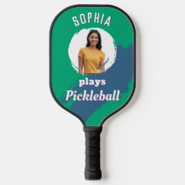 Palas De Pickleball Jade Green Personalizado Photo & Name Modern