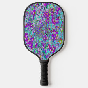 Palas De Pickleball Jardín acuático con flores violetas azules y rosad