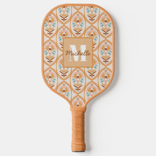 Palas De Pickleball Jardín Retro de Verano   Monograma