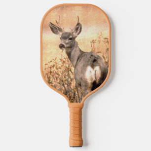 Palas De Pickleball Jóvenes ciervos en flores silvestres con arte de t