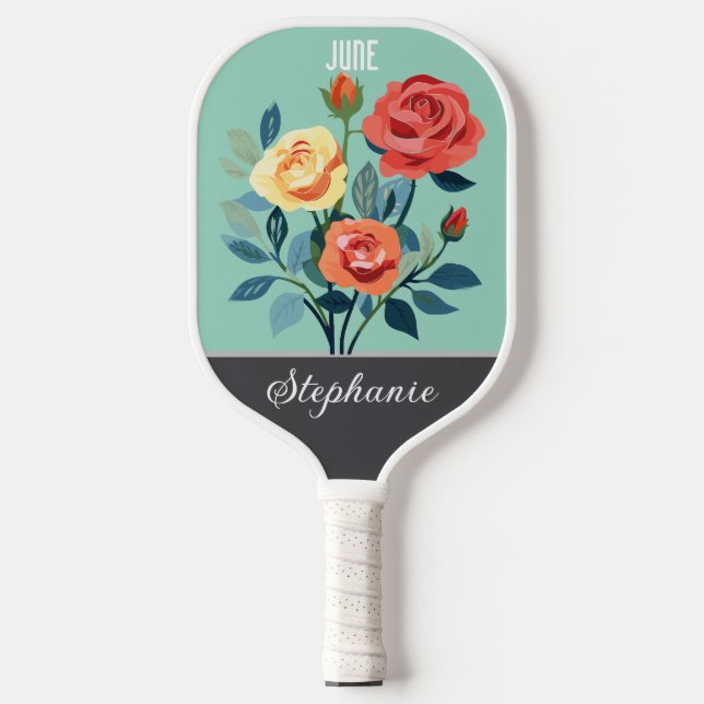 Palas De Pickleball June Birth Flower Custom Name (Anverso)