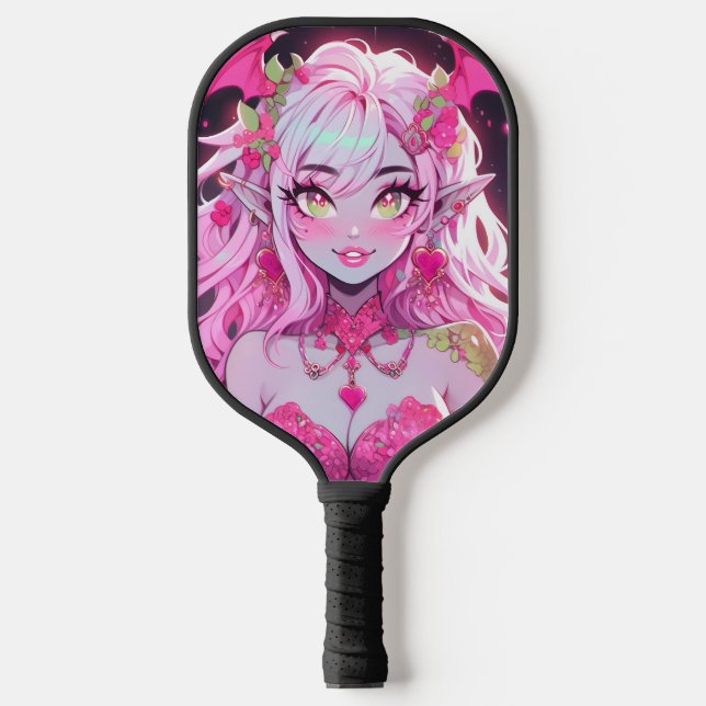 Palas De Pickleball Kawaii Pinkcore Fantasy Demon Anime Chica (Anverso)