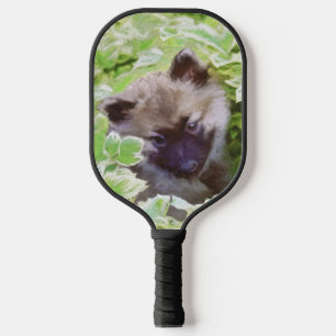 Palas De Pickleball Keeshond Puppy en el jardín pintando arte original