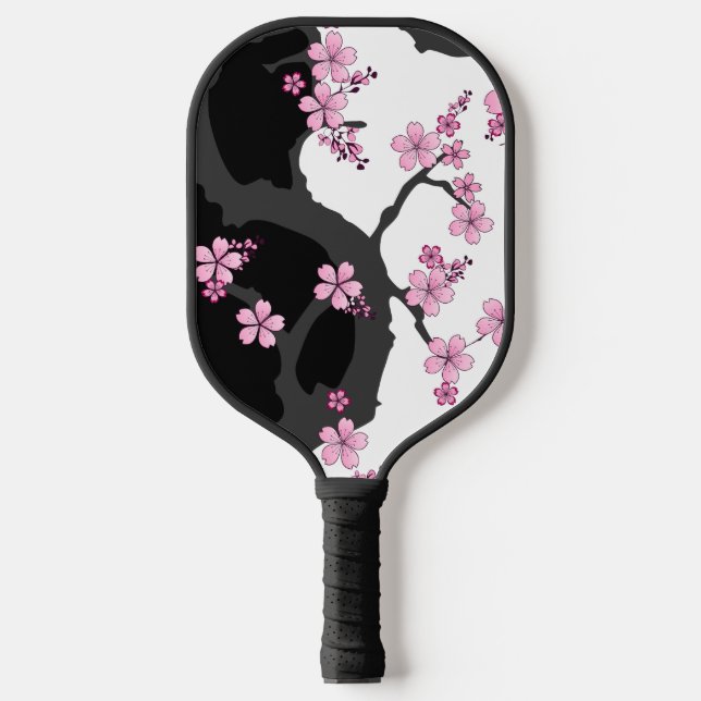 Palas De Pickleball Kimono japonés Sakura negro y rosa blanco (Anverso)