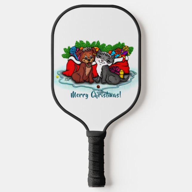 Palas De Pickleball Kitty and Puppy , Happy XMas (Anverso)