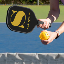 Palas De Pickleball La letra "S" y un nombre personal negro/oro