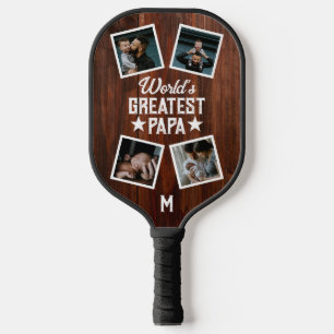 Palas De Pickleball La mejor madera de un monograma de Collage de foto