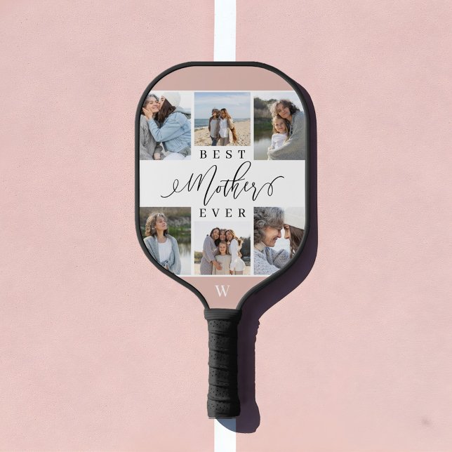 Palas De Pickleball La mejor madre guiñando el Collage de fotos del Dí (Best Mother Ever Script Mother's Day Photo Collage Pickleball Paddle)