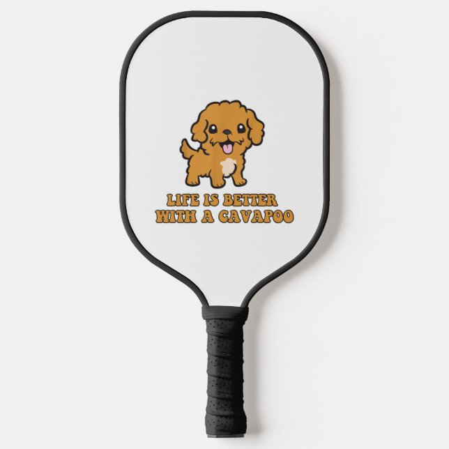Palas De Pickleball La Vida Es Mejor Con Una Cavapoo - Un Perro Funny  (Anverso)