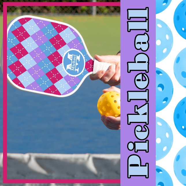 Palas De Pickleball Lavanda de frambuesa azul Magenta Argyle personali (Subido por el creador)