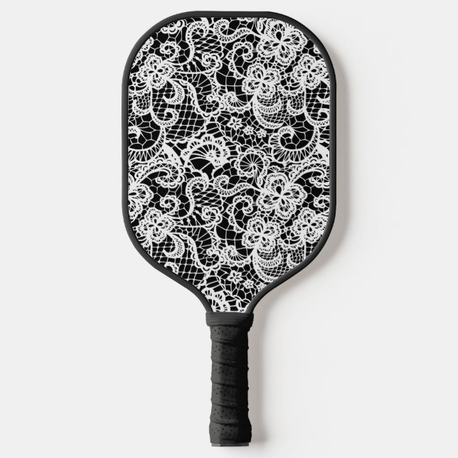 Palas De Pickleball Lazo blanco sobre negro (Anverso)