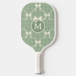 Palas De Pickleball Lazos Coquette Gingham Monograma Crema Verde Salvi