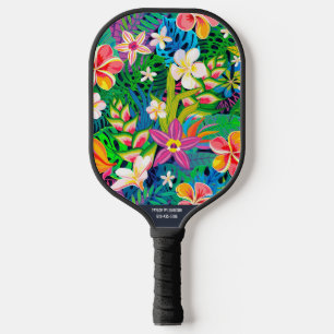 Palas De Pickleball Leaf Tropical Floral Nombre Botánico Personalizado