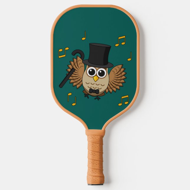 Palas De Pickleball Lechuza bailarina con Personalizado de notas music (Anverso)