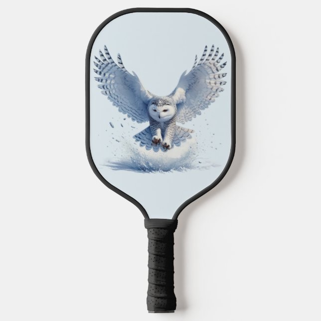 Palas De Pickleball Lechuza nevada en medio de un arenque en acuarela (Anverso)