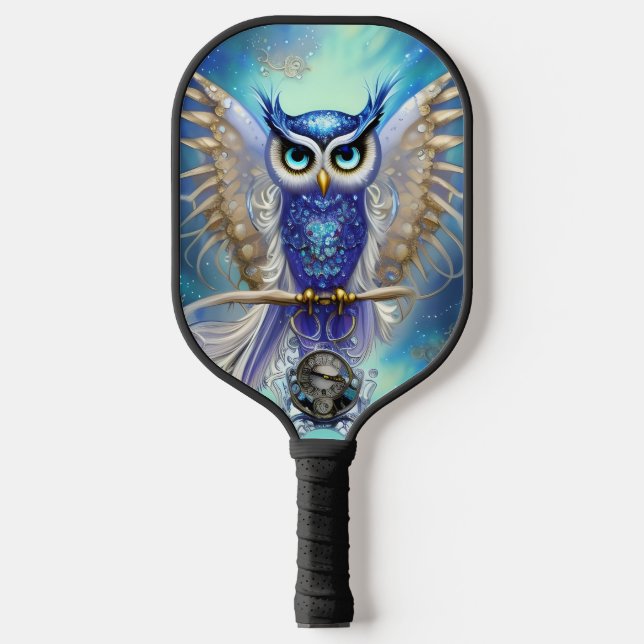Palas De Pickleball Lechuza Steampunk Azul (Anverso)