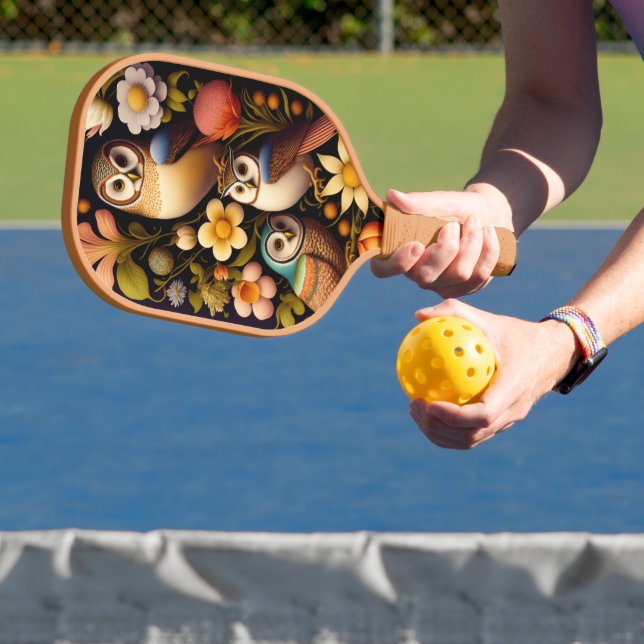 Palas De Pickleball Lechuzas y flores | Haeckel moderno (in situ)