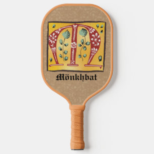 Palas De Pickleball Letra medieval floral iluminada M Monograma Pick