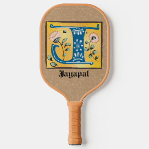 Palas De Pickleball Letra medieval floral iluminada monograma J