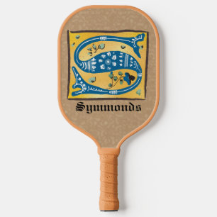 Palas De Pickleball Letra medieval floral iluminada Monograma S