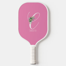 Palas De Pickleball Letra rosa C de flor monograma