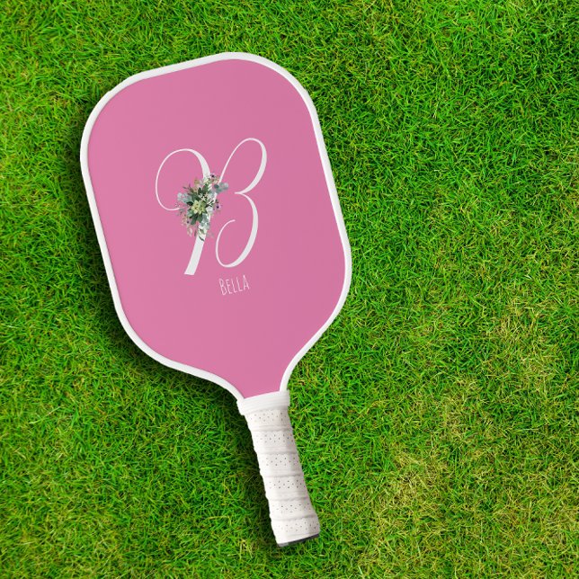 Palas De Pickleball Letra rosa de la flor del monograma B (Subido por el creador)