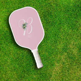 Palas De Pickleball Letra rosa de la flor del monograma B