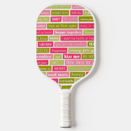 Palas De Pickleball Letras de amor rosas y verdes