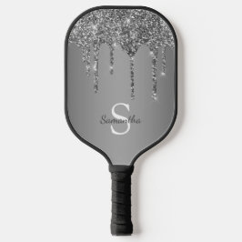 Palas De Pickleball Letras de Monograma con Brillo de Plata