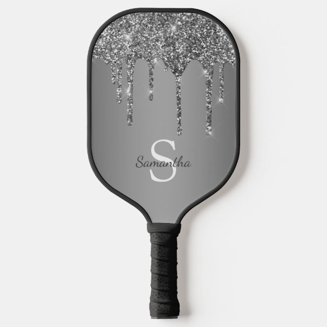 Palas De Pickleball Letras de Monograma con Brillo de Plata (Anverso)