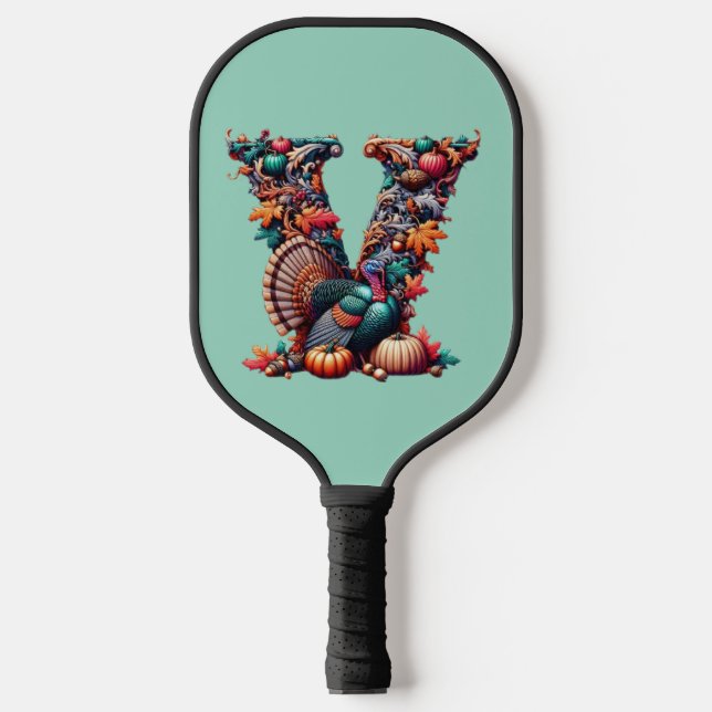 Palas De Pickleball Letter V Thanksgiving turkey style gift  (Anverso)