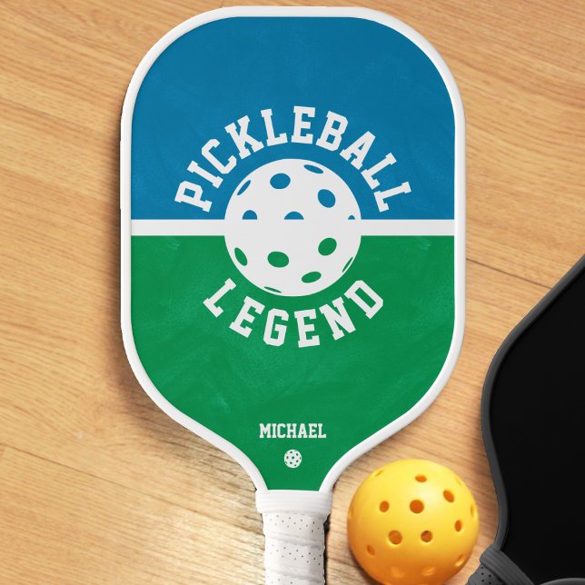 Palas De Pickleball Leyenda de pellebol verde y azul (blue and green pickleball legend retro pickleball paddle)