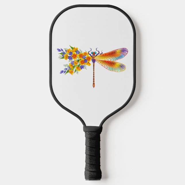 Palas De Pickleball Libélula de flor amarilla (Anverso)
